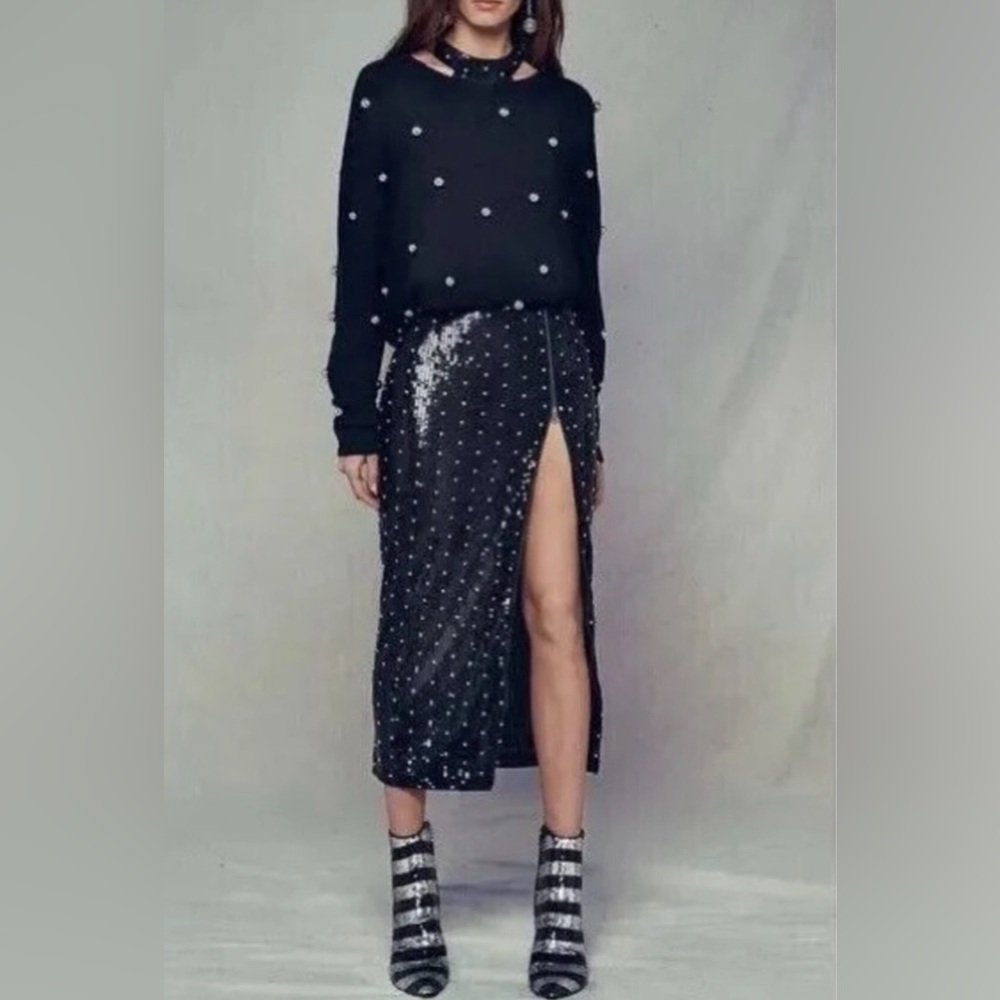 Alice + Olivia Jeana Sequin Halter Zip Dress